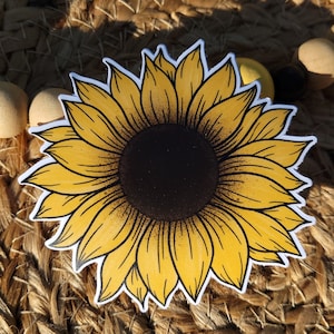 Sunflower Sticker | Flower Sticker | Sunflower | Floral | Vinyl Decal | Water Bottle | Laptop Sticker | Waterproof | Weatherproof