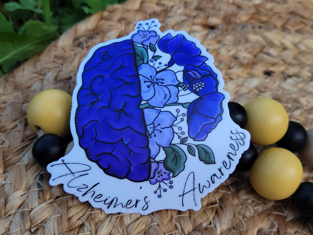 Alzheimer's Awareness Sticker | Brain | Purple | Awareness | Floral ...