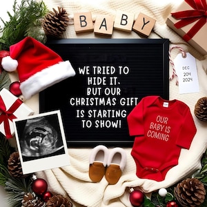 Weihnachten Babymitteilung | Schwangerschafts Reveal für Dezember, Juni oder September 2025 | Urlaub Baby offenbaren Karte | Sofortiger digitaler Download
