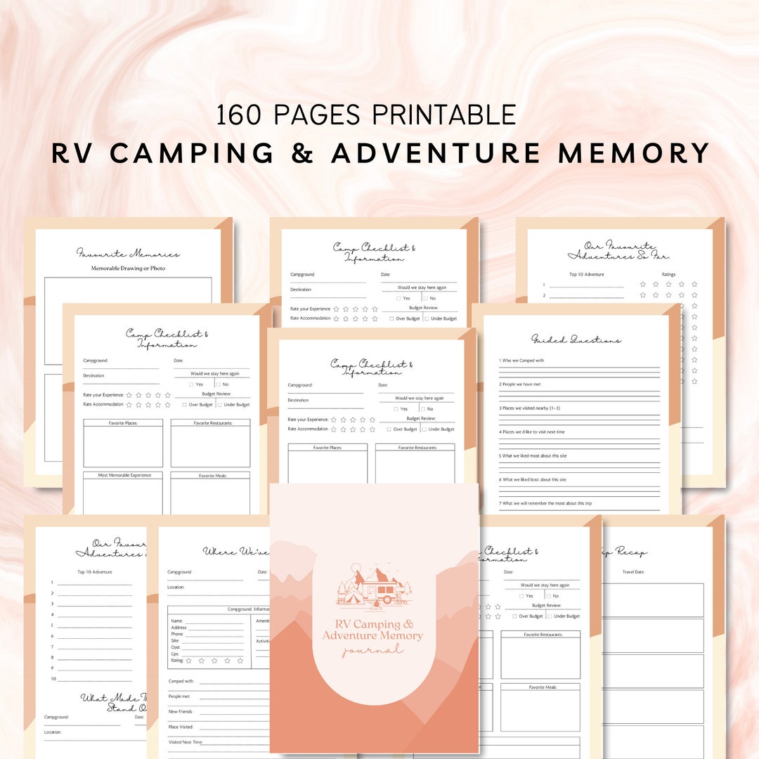 RV Planner Book, Camping Planner, Printable Planner, Campground Log A4