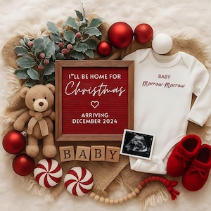 Faire-part de Noël pour bébé | Grossesse révélée pour décembre, juin ou septembre 2025 | Révélation bébé des Fêtes | Téléchargement numérique instantané