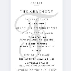 Tarjetas para ceremonias de boda católicas
