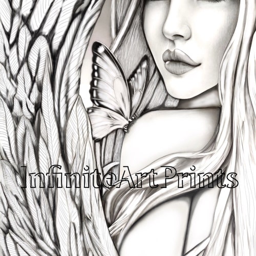 Noelle Greyscale Coloring Page Christmas Colouring Page Etsy