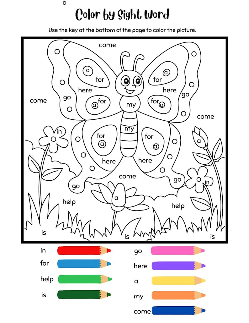 Sight Words Coloring Pages, Preschool Kindergarten Activity (PDF ...