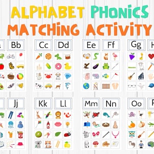 Classement ALPHABET PHONICS, activité de correspondance des sons ABC, école maternelle, maternelle, école à la maison, couper et trier, feuille d'activité couper/coller
