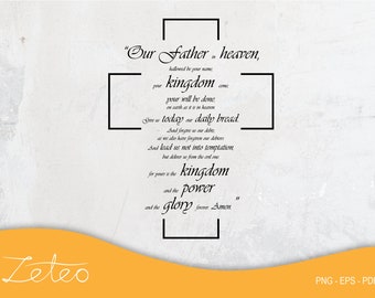 Lord's Prayer, EPS File, PNG Graphic, Christian, Instant Digital Download