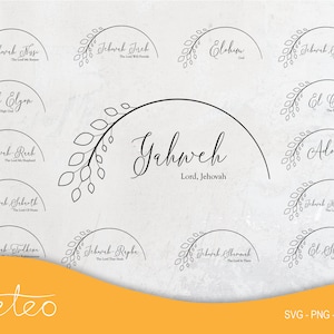 Names of God Bundle, SVG File, PNG Graphic, Christian, Instant Digital Download