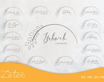 Names of God Bundle, SVG File, PNG Graphic, Christian, Instant Digital Download