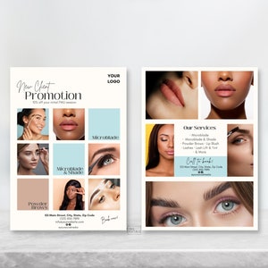 PMU Beauty Template Flyer | Permanent Makeup Editable Flyer | Microblading Template | Beauty Nail Hair Makeup Salon | Printable | Instagram