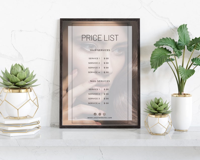 Salon Price List Editable Template Beauty Price List Spa Etsy