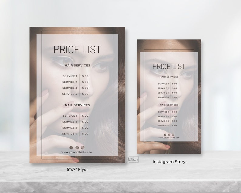 Salon Price List Editable Template Beauty Price List Spa Etsy