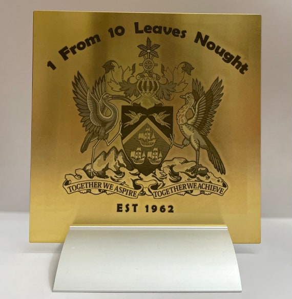 Engraved Trinidad and Tobago Coat of Arms on Brass Plaque Etsy