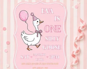 One Silly Goose Birthday Invitation | First Birthday Party Invite (Digital Download)
