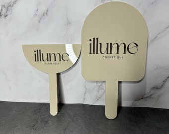 Branded Acrylic Hand Held Mirror | Lash Face Shield | Lash | Cover |  | Logo | Salon | Brow | Beauty | Custom | Personalised | Double Sided