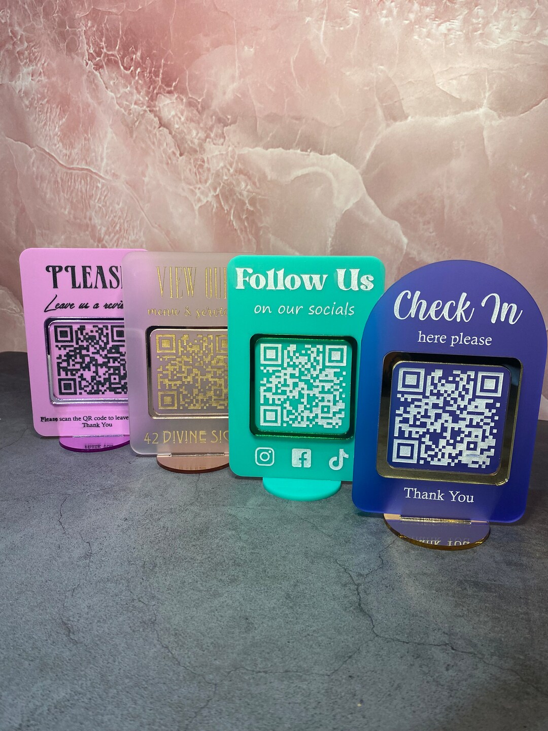 Mini QR Code Social Media Business Sign Acrylic Promote Advertise