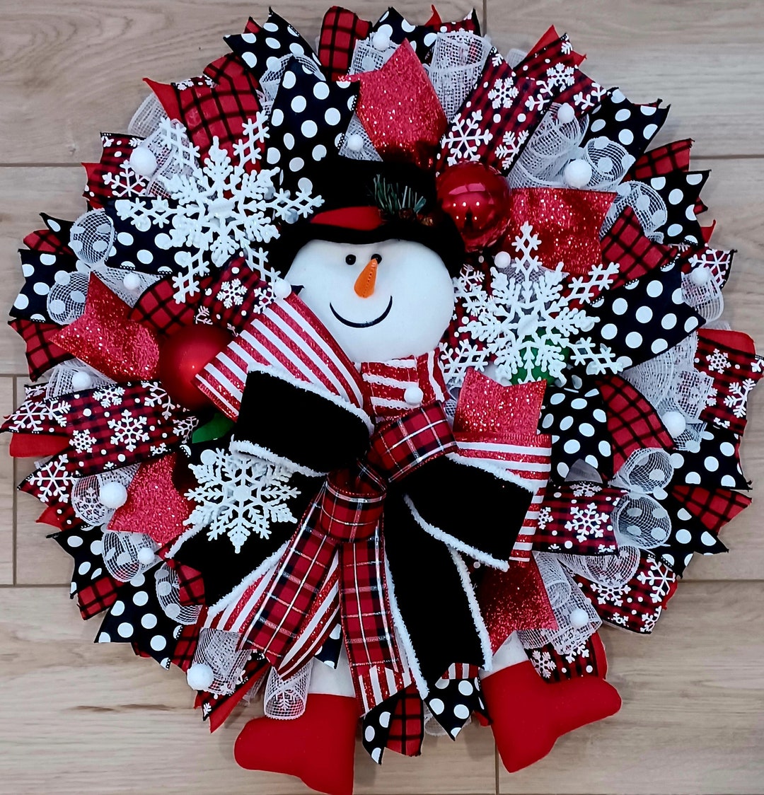 Snowman Wreath, Winter Wreath, Christmas Wreath, Xmas Wreath, Christmas ...