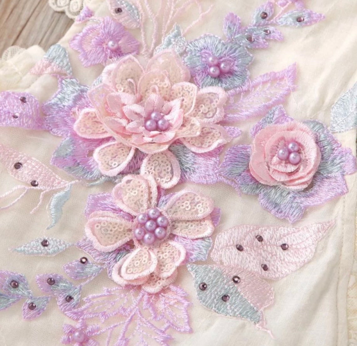 Floral Lace Pattern Princess Romper For Baby Girl
