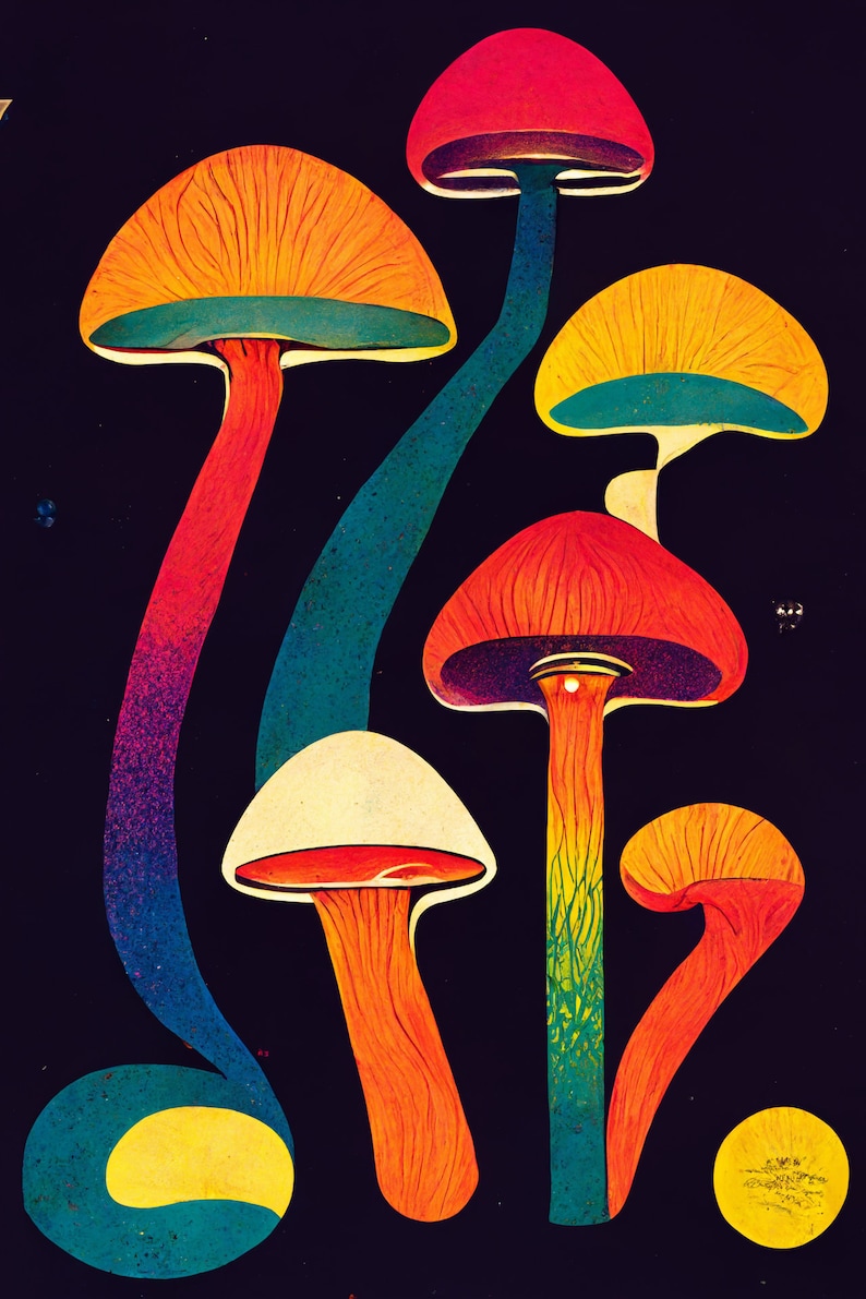 1960's Psychedelic Mushroom Poster Etsy