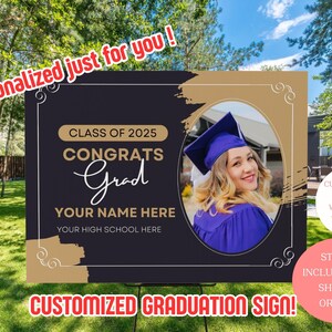 Custom Graduation Yard Sign 2025, Printable or Shipped, Senior Sign, Class of 2025 Grad Decor, Personalized Lawn Sign