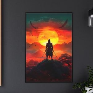 Chinese Warrior Stands Alone in the Sunset Gallery Canvas Art Wall Art Wall Decoration Wall Decor Chinese art Gift Quality Gallery Canvas