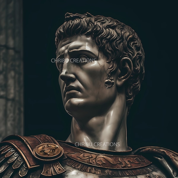 Caesar Augustus Roman Emperor Marble Statue Wallpaper 32x48 Perfect Gift Perfect Printable art Digital Download Historical figures King
