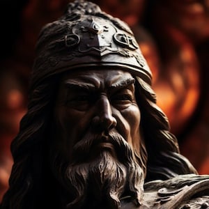 Genghis Khan Overlooking Fire Wallpaper 32x48 Perfect Gift Mongolian Conqueror Printable art Digital Download Historical figures Temujin