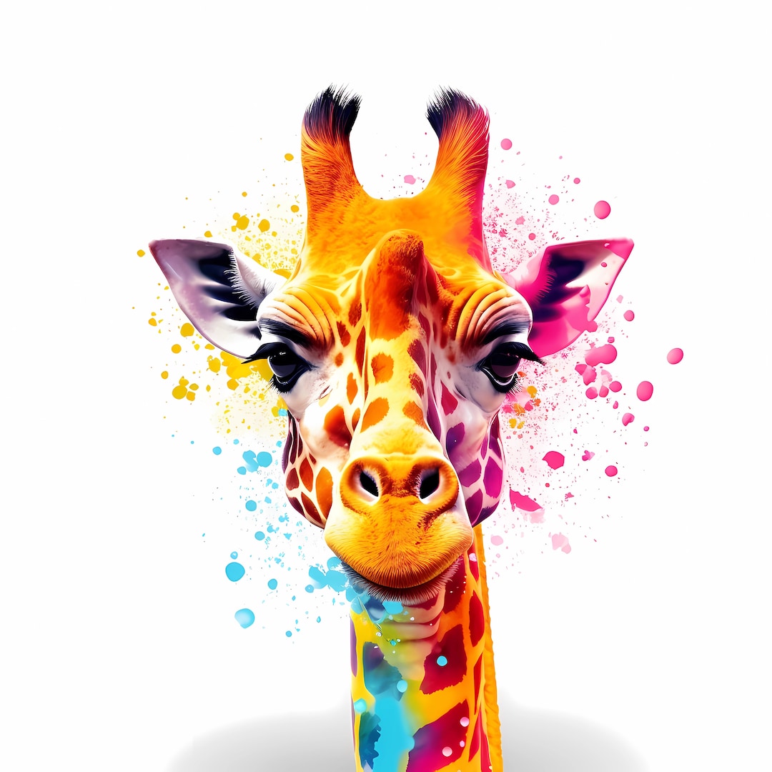 Cute Giraffe Color Paint Giraffe Color Paint Gift Wall Art Animal ...