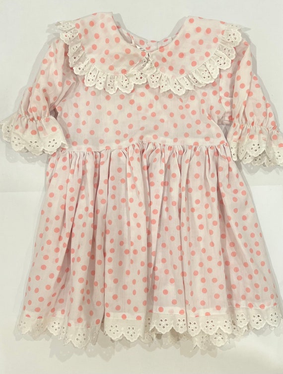 Vintage 80s Party Dress | Polka Dot Girls Dress a… - image 7