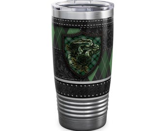 Vaso de cuello redondo con diseño de serpiente y mago ambicioso, taza de viaje elegante de 20 oz para fanáticos de la magia, perfecto para regalos, parques y fiestas