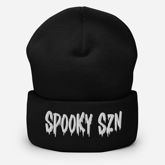 Halloween Season “Spooky Szn” Spooky Szn Black / White Embroidered Beanie