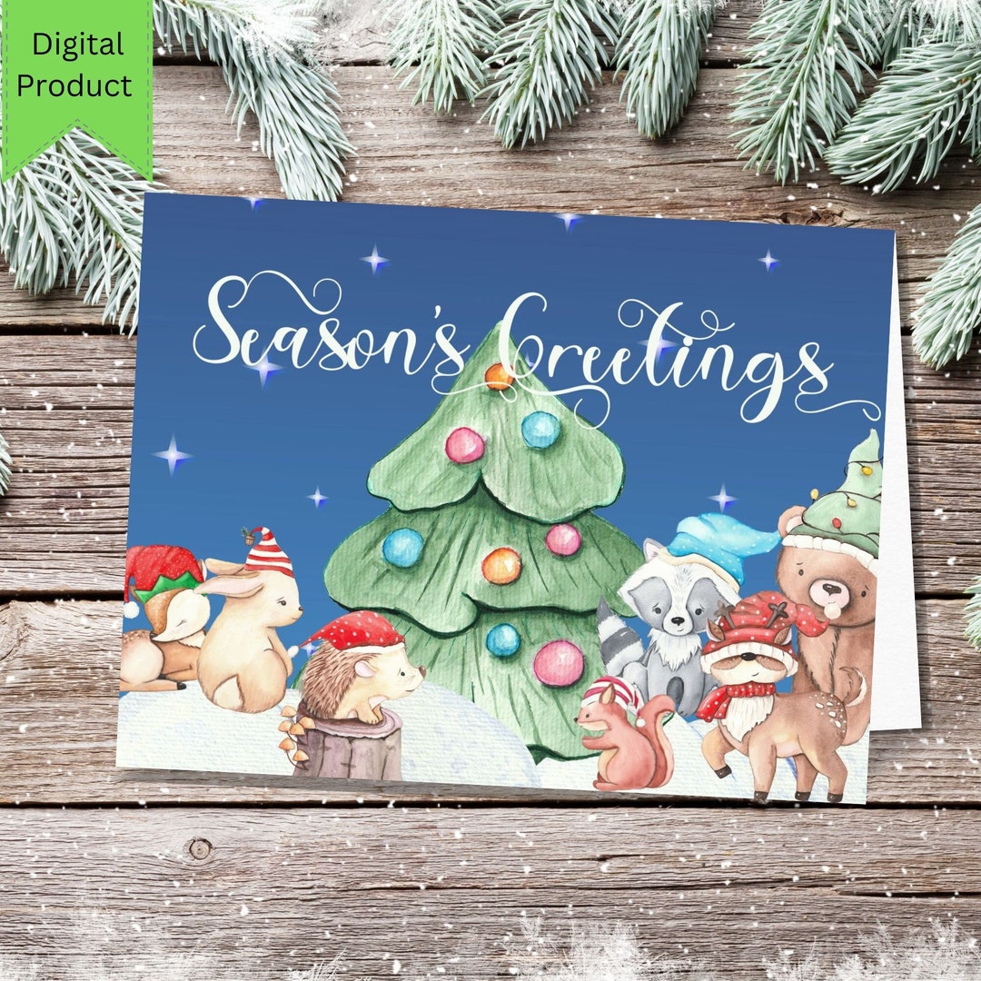 DIGITAL Christmas Cards Printable Cute Christmas Cards Set Etsy Canada