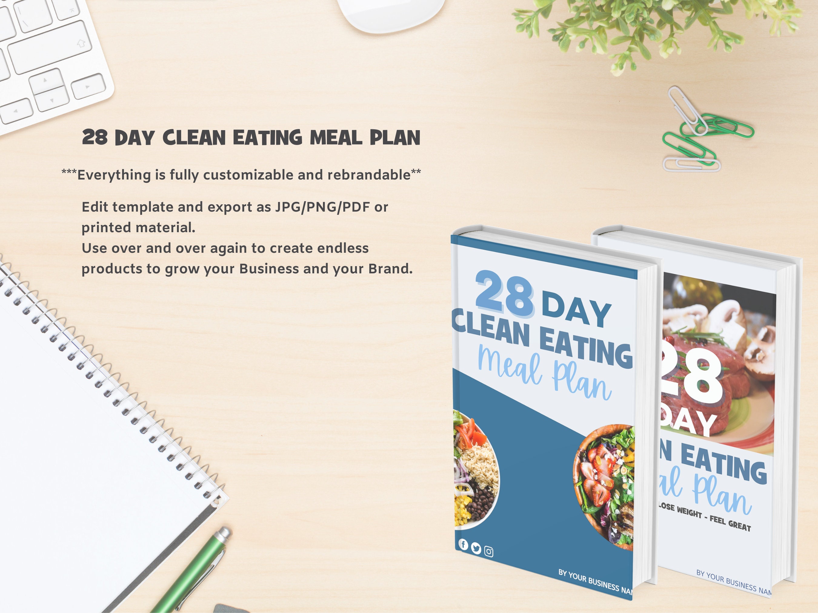 28 Day Clean Eating Meal Plan Template Canva Template Done For You 