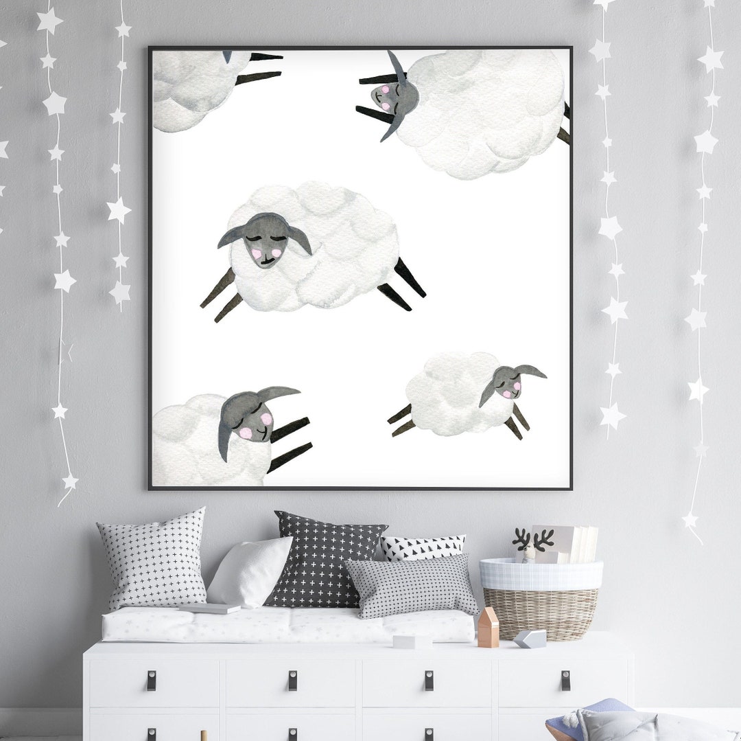 Cute Baby Sheep Nursery Wall Art Sheep Sheep Nursery Decor Etsy