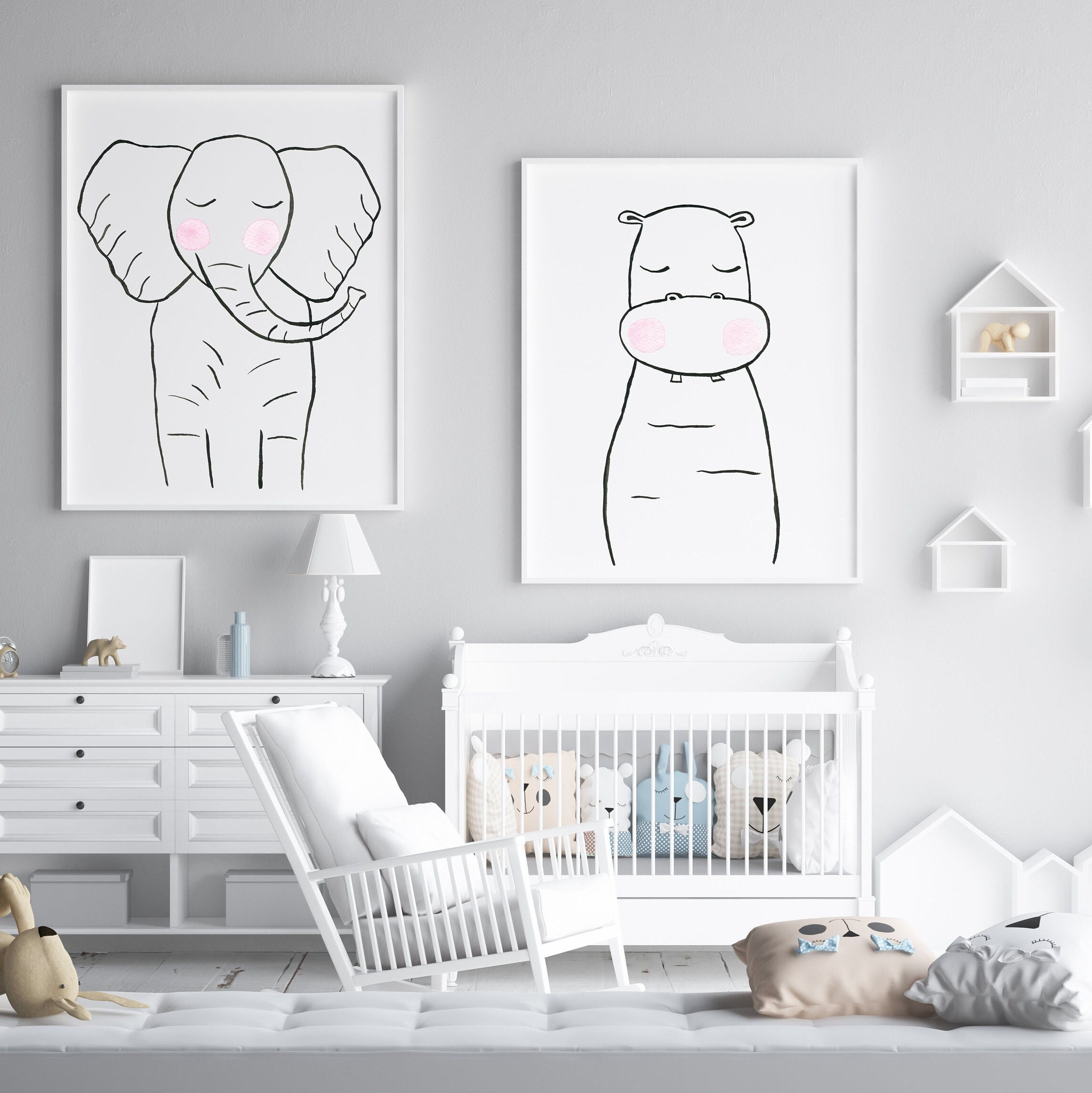 Baby Elephant Print Nursery Wall Art Nursery Decor Safari - Etsy