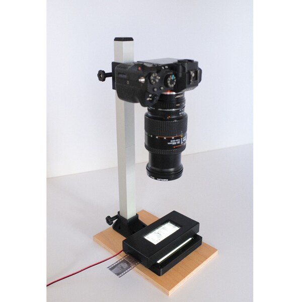 Complete 35mm DSLR Scanning Kit: Camera Copy Stand, 35mm Carrier, and LED Light Panel (+97 CRI)