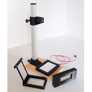 Complete DSLR Scanning Kit: Camera Copy Stand, 35mm Carrier, 120 carrier, and LED Light Panel (97+ CRI)