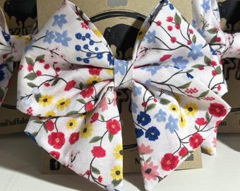 Girls fabric Hair bow, Spring Flowers