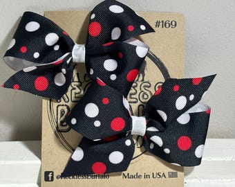 Girls Hair bows, Red, Black, and White