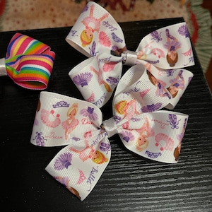 Girls Hair bow, Pink and Purple Ballerina 2 bows