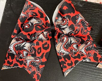 Dragon Pride Hair bow Red, Cheetah print