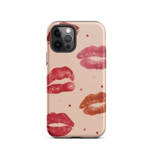 Valentines Love Kisses iPhone Case, iPhone 12, 13, 14, Mini, Max, Pro. Gloss and Matte finish.