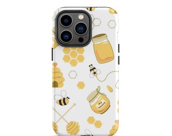 Honey Bee iPhone Case, iPhone 13, 14, Mini, Max, Pro. Gloss and Matte finish.