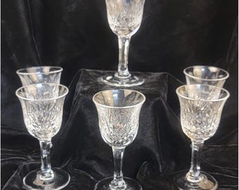 Vintage Gorham "Cherrywood" Crystal Cordial Glasses, Set of 6