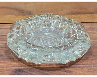 Vintage Firna pressed glass rose ashtray