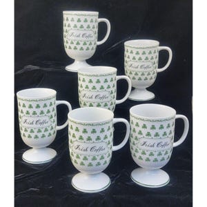 Vintage Irish Coffee Pedestal Mugs, set of 6