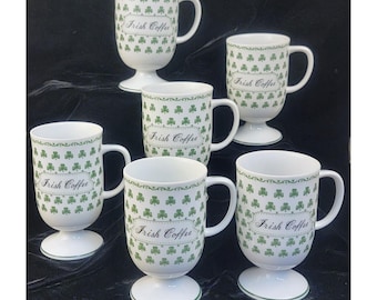 Vintage Irish Coffee Pedestal Mugs, set of 6