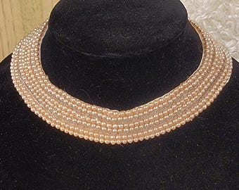 Vintage Faux Pearl Beaded Collar Necklace