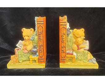 Vintage 1996 Seymour Mann Teddy Tales Heavy Bookends