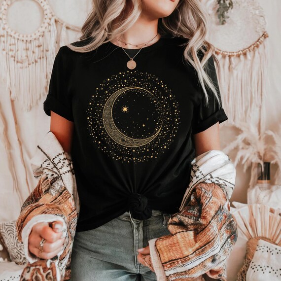 Witchcore Boho Witch Shirt – Spiritual Graphic Tee, Mystic Festival Top for Women AA79