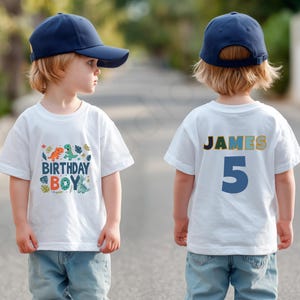Custom Dinosaur Birthday Shirt for Toddler Boys - Personalized Name & Age Tee for Kids Dino Party Celebration AA94